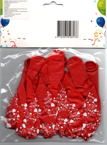 Globos Rojos Con Diseño Feliz Dia Y Corazones X12