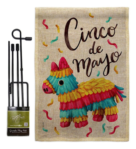 Breeze Decor Pinata Mayo Arpillera Jardín Bandera Set Con So