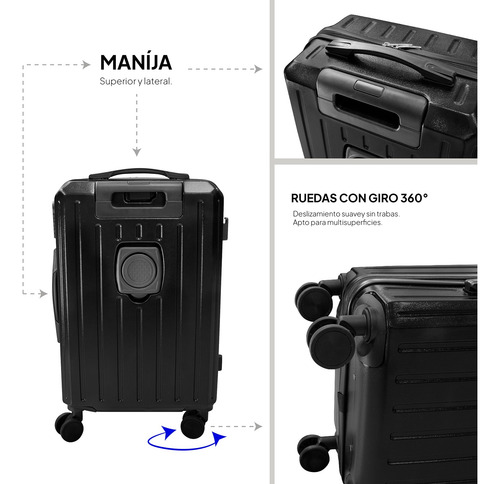Maleta De Viaje Carry On Con Carga Usb Y Equipaje De Mano