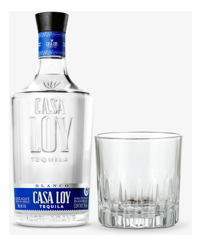 Tequila Casa Loy Bco 750 Ml Con Vaso Tipo Lowball