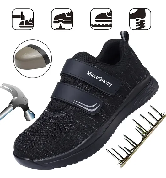 Zapatos De Seguridad Para Hombre Y Mujer,zapatos De Trabajo De Cocina, Puntera De Acero Antideslizantes Color Negro Talla 38 Ue 95506323