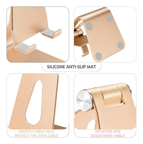 Soporte Para Telefono Tofun Plegable Ajustable Dorado