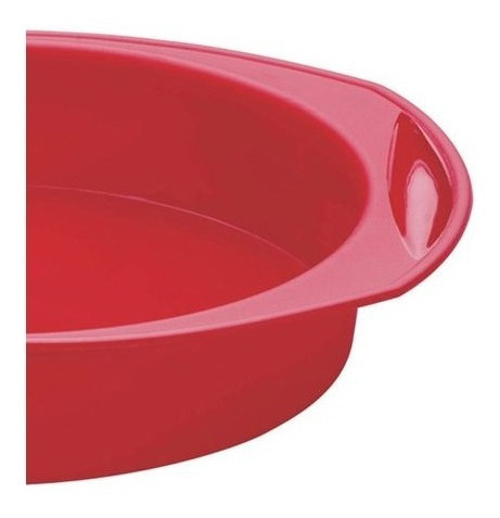 Forma Redonda Para Bolo Em Silicone Vermelho - 29 Cm - Mart