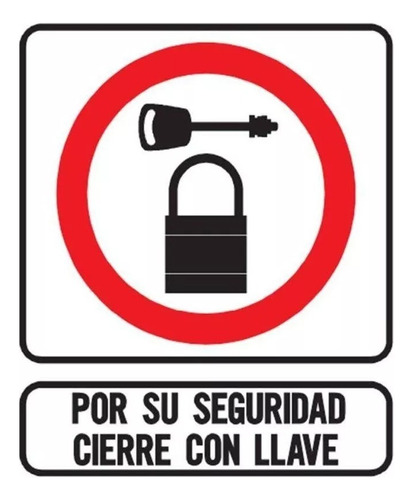 Cartel Cierre Con Llave 22x26 Cm Seguridad Señalización