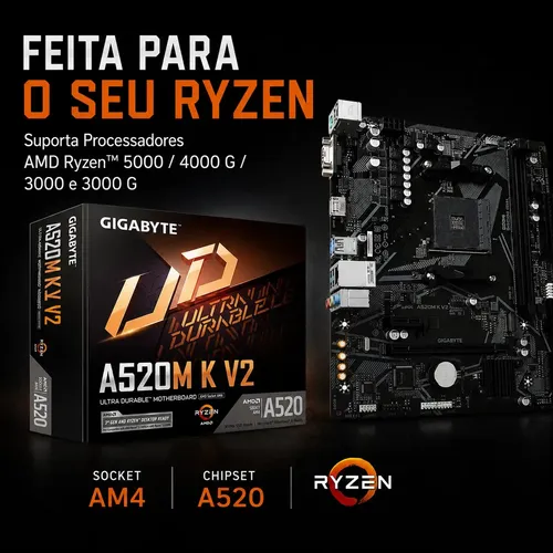 Placa mãe Gigabyte Ultra Durable A520M K V2 | MercadoLivre