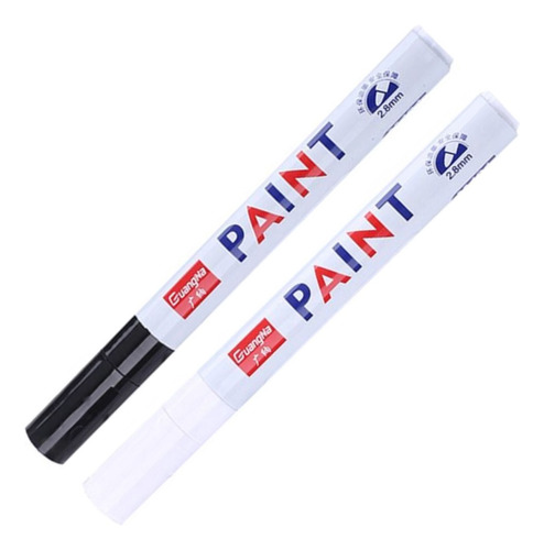 Caneta Paint Marker Pinta Plástico Sola Tênis Pneu Cor Pretobranco