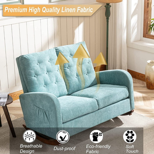 Sofa Mecedor Biplaza Tela Color Cyan Marca Ssline