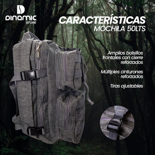 Imagen 6 de 10 de Mochila Táctica Asalto Trekking Varios Colores 50 L Cuotas.