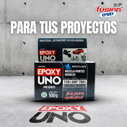 Pegamento Adhesivo Epóxico Epoxy Uno Negro - Unión Fuerte Y Duradera En Múltiples Materiales Fácil Aplicación Con Mezcla 1:1 Perfecto Para Uso En Automóviles, Náutica Y Hogar