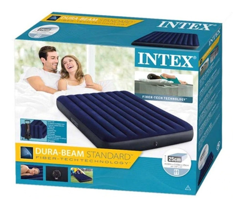 Colchon Inflable Intex + Bomba Inflador Electrico Cama De Ai