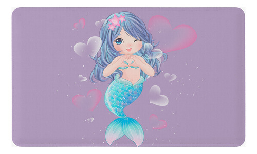 Tapete De Quarto Estampado Infantil Sereia Lilás 60 X 40cm