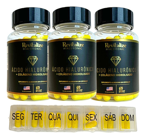 Kit de 3 frascos de ácido hialurónico americano más colágeno + que aporta un sabor sin sabor