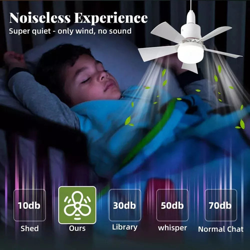 Socket Fan Light Con Luz Y Mando A Distancia De Silencio