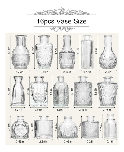 Conjunto De 16 Vasos De Vidro, Vasos Pequenos Para Flores,