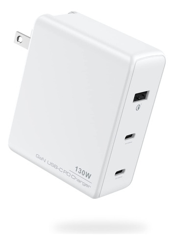 Cargador Usb C Gan De 130 W, 2 Usb-c Pd De 100 W Y 1 Cargado