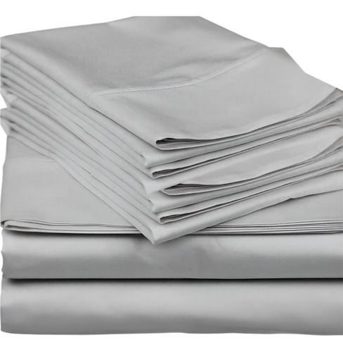 Sábanas Algodón Liso 2 Plazas 200 Hilos - Gris