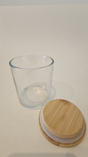 Vaso Para Velas 80x90 Con Tapa De Bamboo