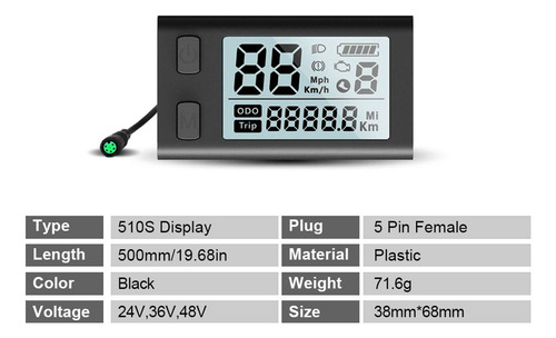 Pantalla Lcd 510s Ebike Para Motor De Transmisión Media Bbs0