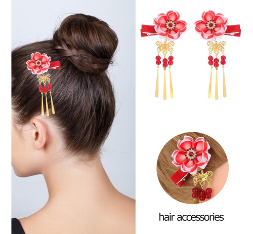 1 Par De Pinzas Para El Cabello De Estilo Japonés Con Borlas