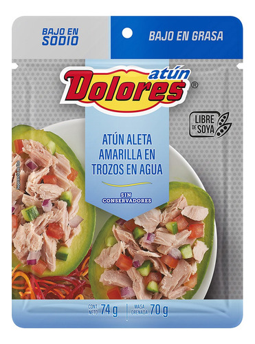 5 Pzs Dolores Lomo De Atun En Agua Bajo En Sodio 74gr
