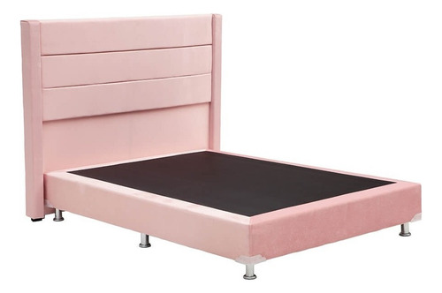 Cabecera Queen Size Dicasa Lugo + Box Dicasa Pink Color Rosa