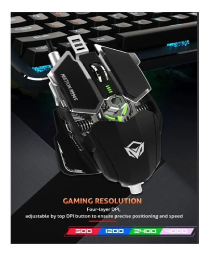 Mouse Gamer Meetion M990s Transformers Fps Negro 4000dpi