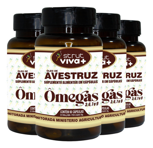 4x Oleo De Avestruz Strut Original Omega 3 6 7 9 Hf