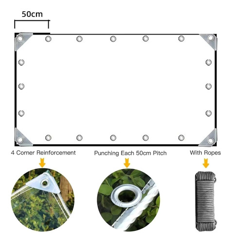 Lona Impermeable Transparente De 3.2 X 8.2 M Con Ojales De 1
