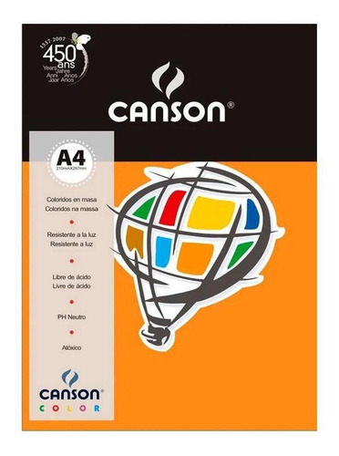 Papel Color Cenoura A4 C/10 Canson