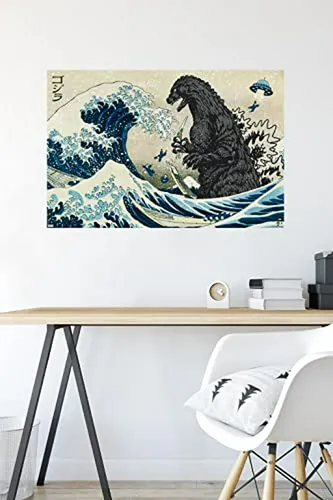 Póster De Pared Godzilla - Gran Ola, X , Sin Marco