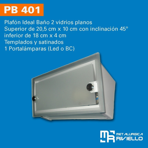 Plafón De Pared Con 2 Vidrios Ideal Para Baño Apto Led O Bc