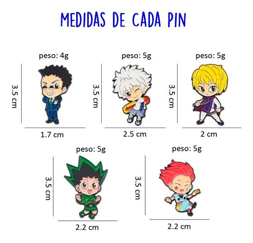 Pin Broches Cazador X Hunter X Anime / Set 5 Pin