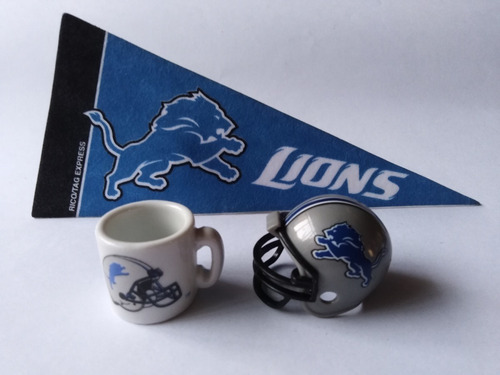 Set Nfl Mini (casco, Banderin, Taza) - Detroit Lions (Usado)