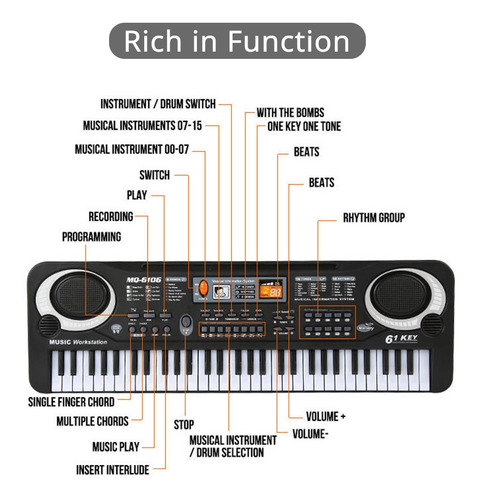 Imagen 6 de 10 de 61 Teclas De Órgano Electrónico Usb Teclado Digital Piano Mu