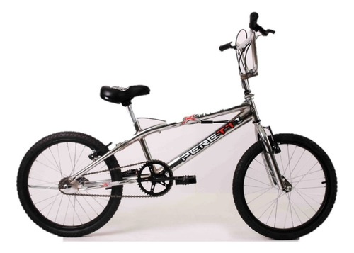 Bicicleta freestyle masculina Peretti Freestyle Extreme III R20 1v frenos v-brakes color plateado con pie de apoyo  