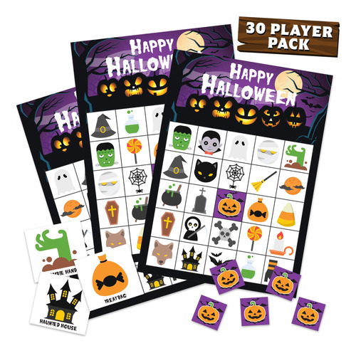 Juego De Bingo De Halloween, Paquete De 30 Cartas De Jugador