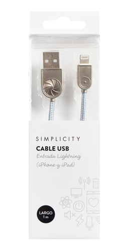 Cable Usb Simplicity Metalizado Plateado Ligthning