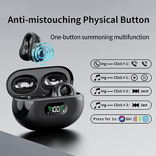 Auriculares De Oído Abiertos Clip Inalámbricos 5.3,...
