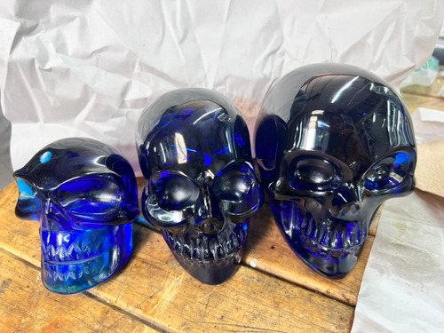 Calavera Cristal De Roca Azul Nivea Cráneo Obsidiana 12 Cm (Usado)