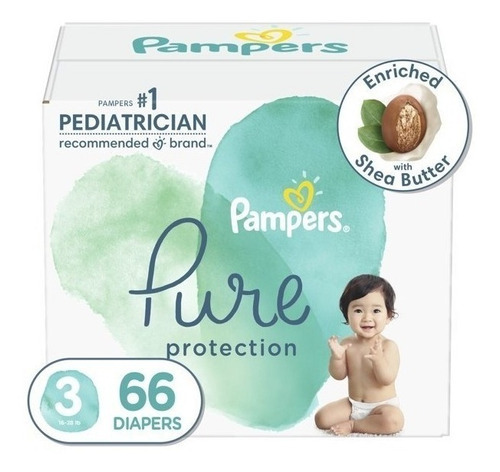 Pampers Pure Protection Pañales Tamaño 3, 66 Unidades Talla 3