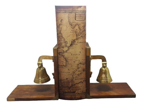 Imagen 2 de 3 de Sujeta Libros Timon De Barco Con Campana En Bronce