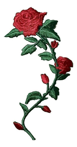 Parche Bordado Aplique Rosa Roja Frente Izquierda Amor Flor