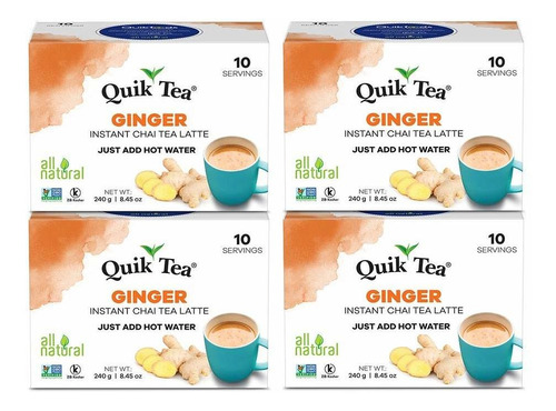 Quiktea Tea Latte, Ginger Chai, 8.5 Onzas (paquete De 4)