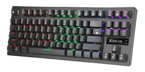 Imagen 2 de 3 de Teclado gamer Xtrike Me GK-979 QWERTY Blue inglés US color negro con luz rainbow