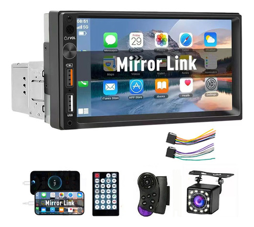 1 Din Estéreo Para Auto Fnbrli Mirrorlink 7 In Bt Con Cámara