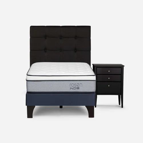 Cama Indie 1 Plaza Pata Mad. +respaldo+velador Issey Grafito