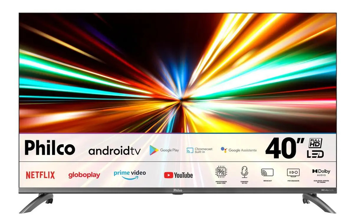 Smart TV 40” Philco LED Android TV Dolby Audio PTV40M9GACGB