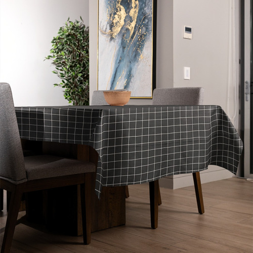 Toalha De Mesa Dupla Face Preto E Branco Grid 2,80 X 1,60 Cor Quadriculado Preto E Branco