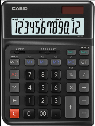 Calculadora Casio De-12e-bk Color Negro