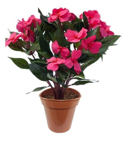 Planta Flor Impatien Plantin 40cm Artificial Con Maceta